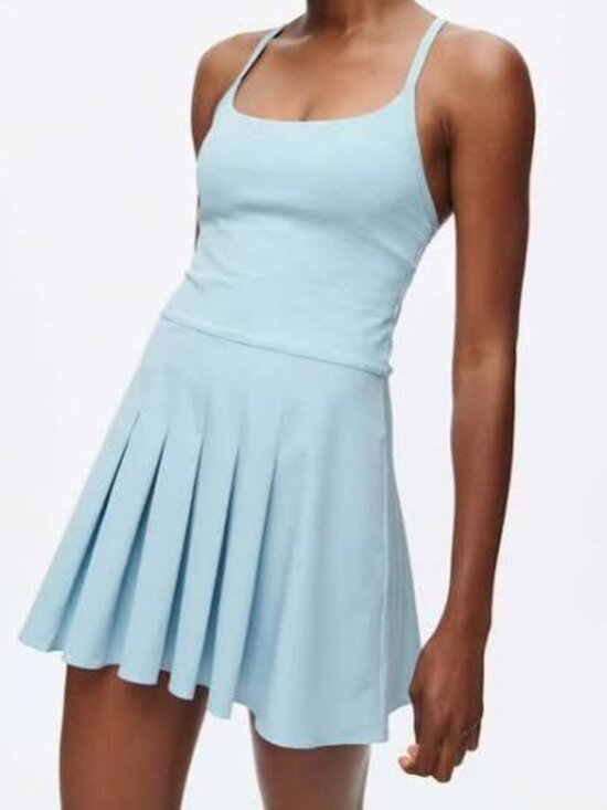 Outdoor Voices Dresses & Skirts - NWT Outdoor Voices Sporty Dress Blue Dust Multi Pleated Tennis XS